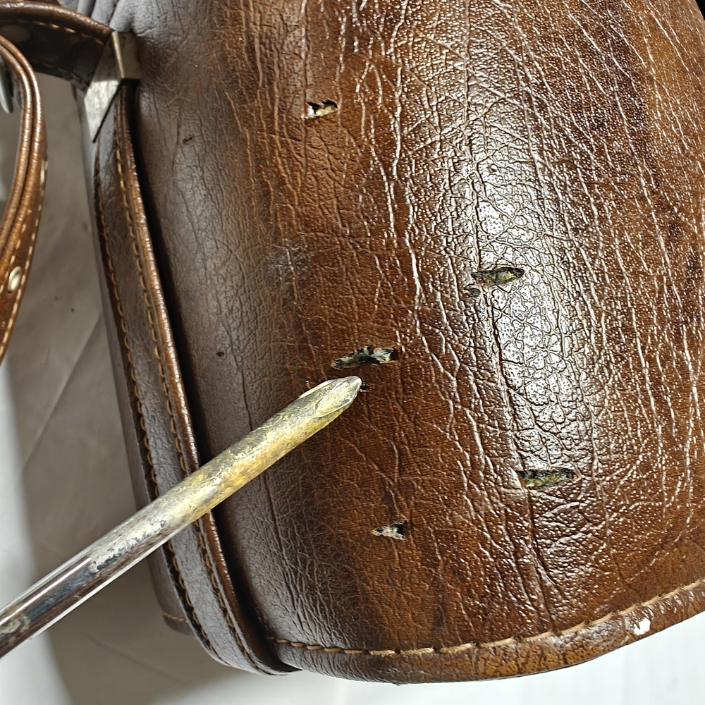 Vintage Brown Faux Leather Case with Buckle Strap Camera  Storage Case - Picture 12 of 15